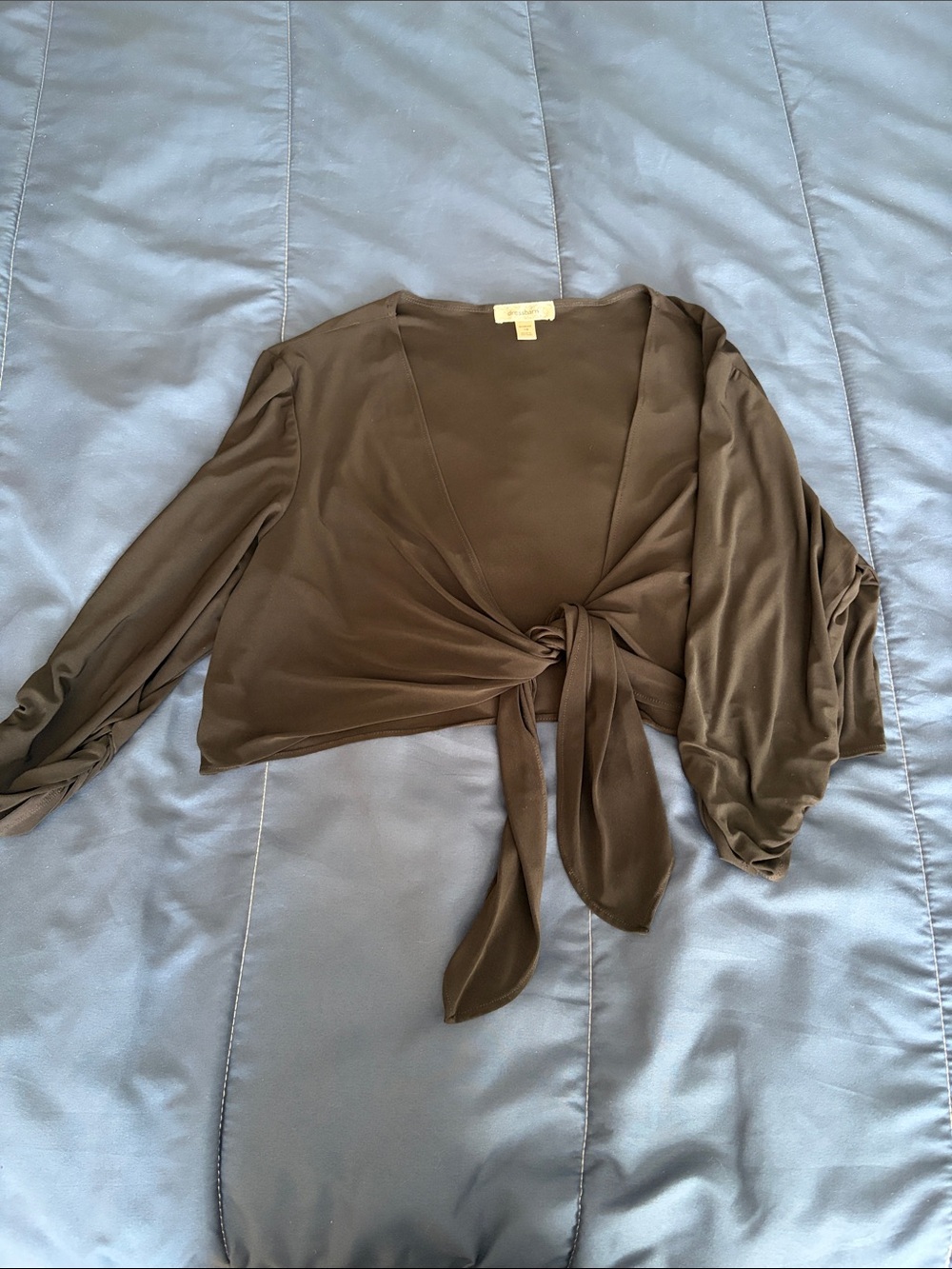 Tie-Front 3/4 Sleeve Women's Dress Shrug in Black